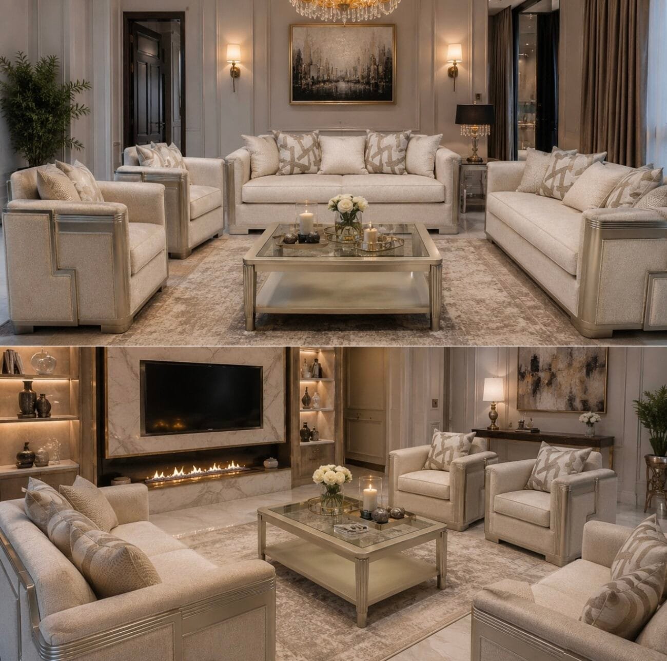 Camellia – The Imperial Pearl Collection | 6-Seater Champagne Living Set - Image 4