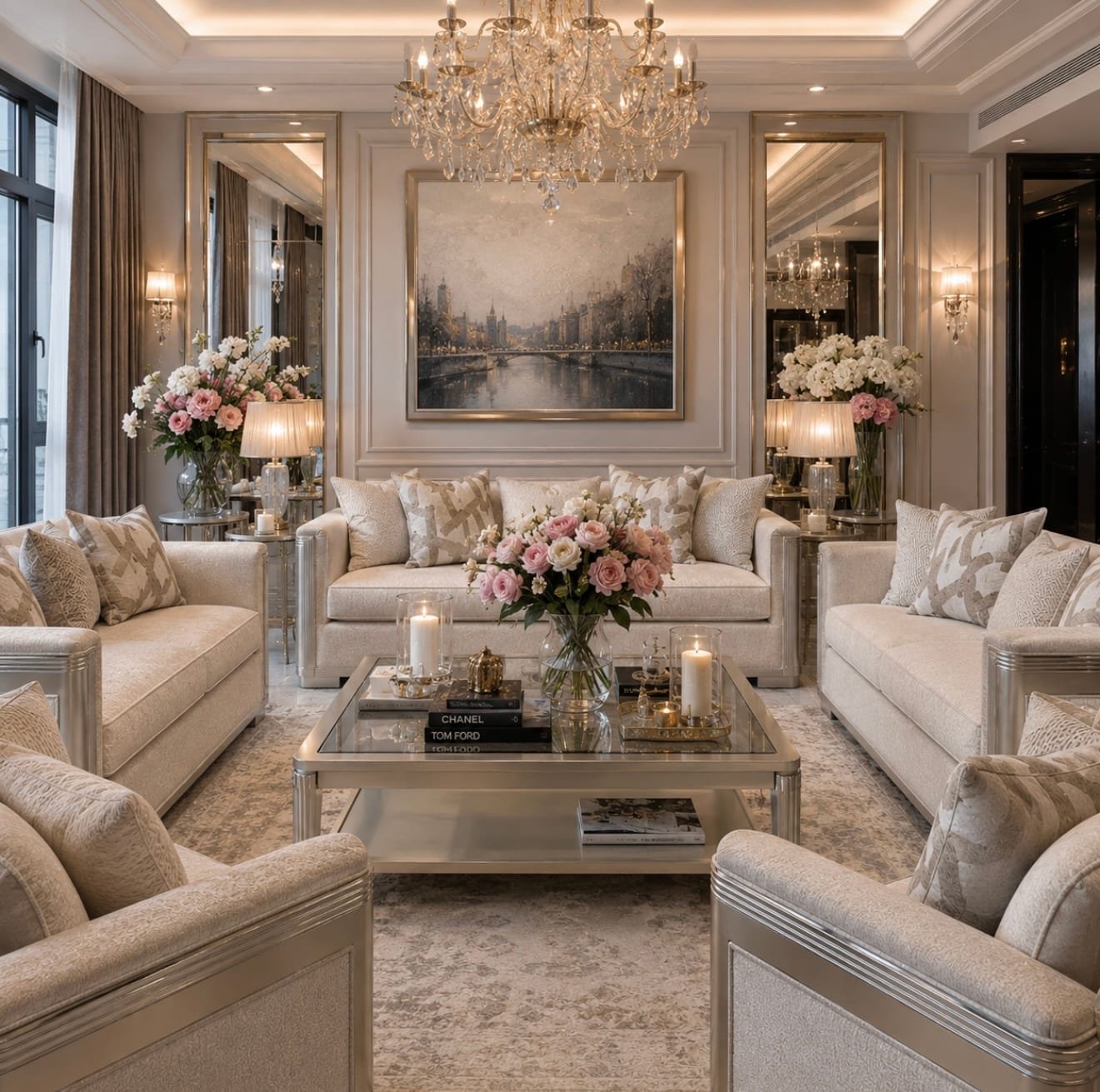 Camellia – The Imperial Pearl Collection | 6-Seater Champagne Living Set - Image 2